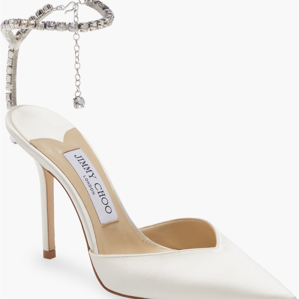 BRAND NEW NEVER WORN Jimmy Choo Saeda Crystal Ankle Strap Pointed Toe Pump